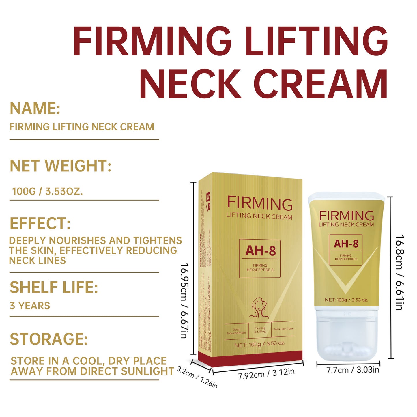 Neck Firming Roller Cream Lifts Dilutes Neck Lines Deeply Nourishes Easily Absorbed Massages and Soothes Neck Skin Care