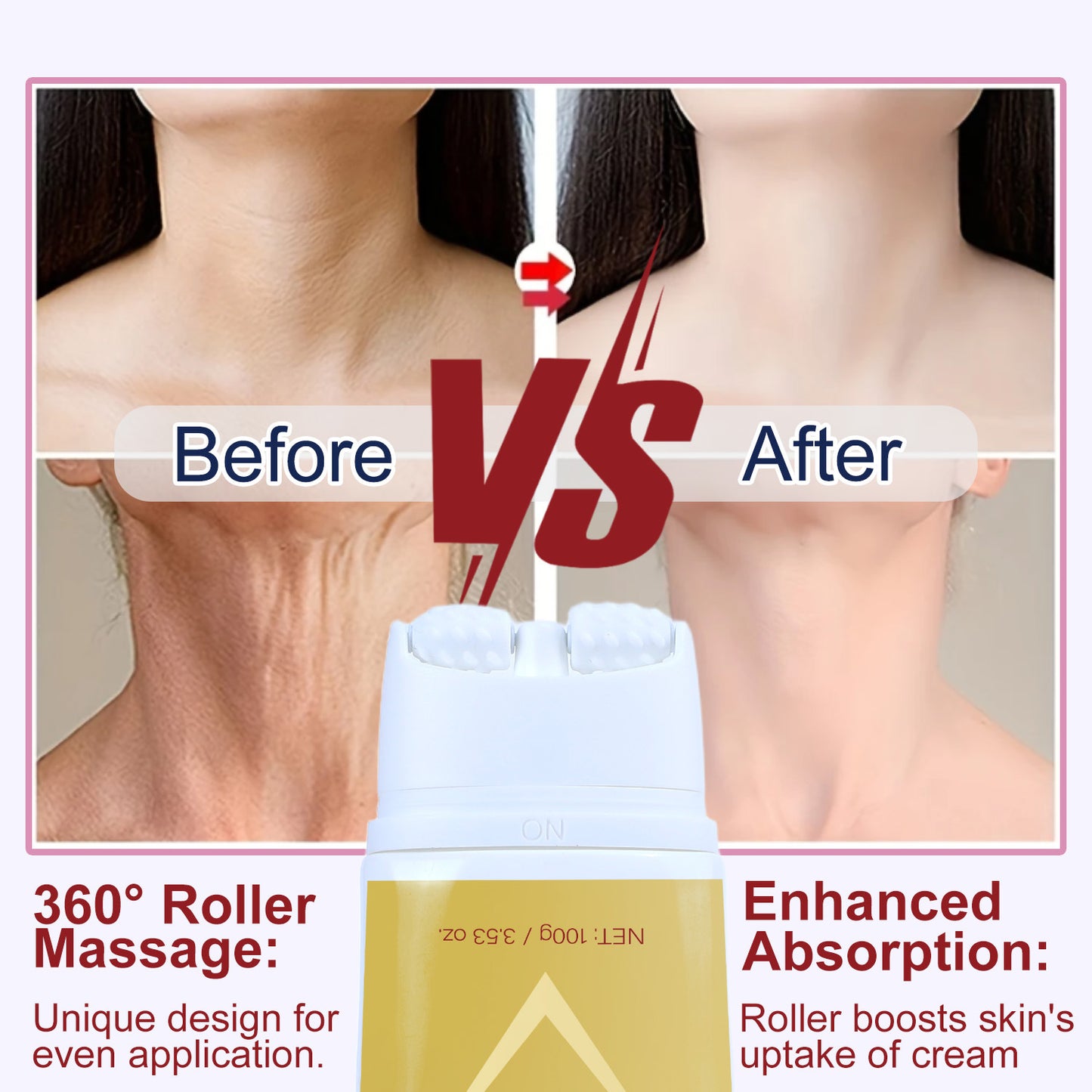 Neck Firming Roller Cream Lifts Dilutes Neck Lines Deeply Nourishes Easily Absorbed Massages and Soothes Neck Skin Care