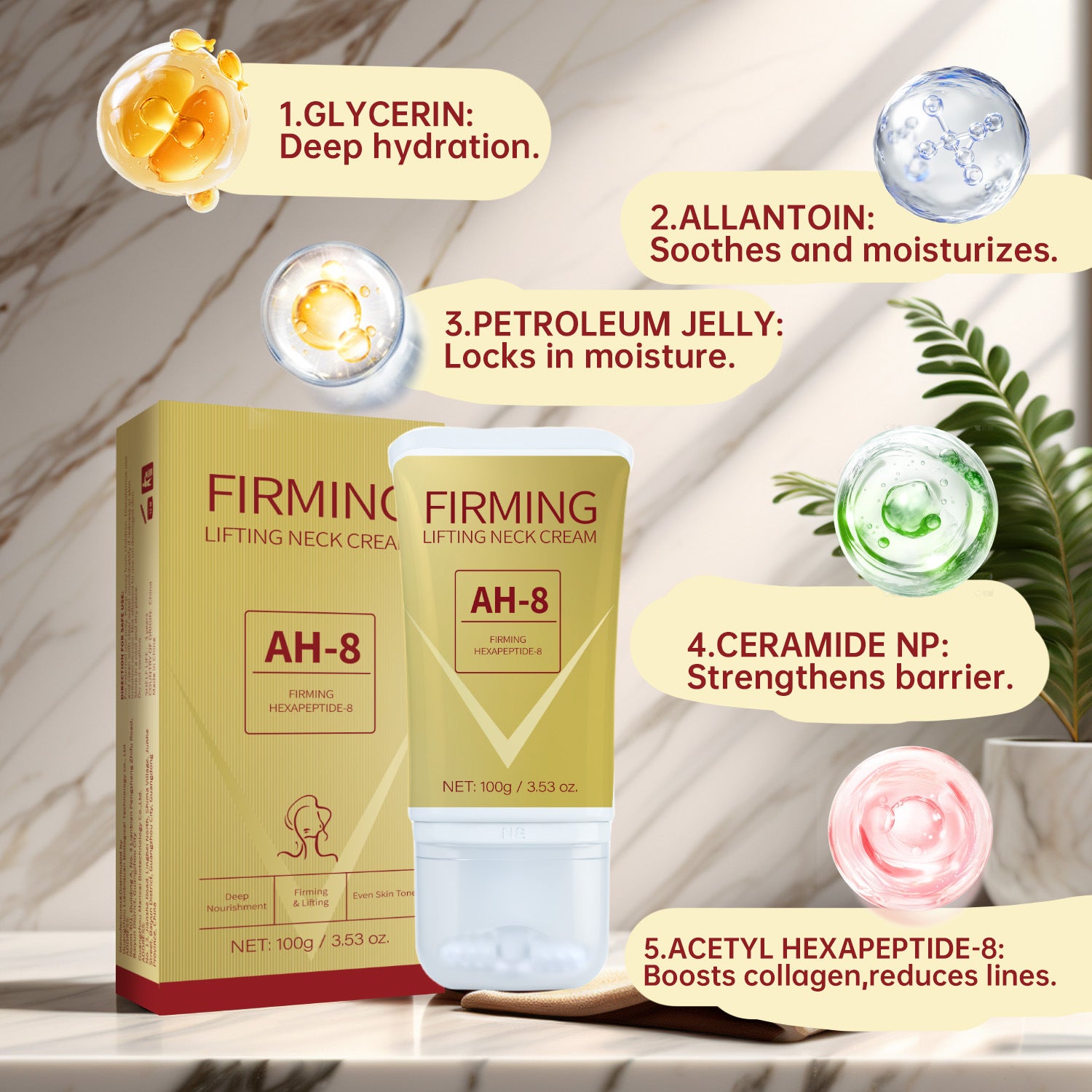 Neck Firming Roller Cream Lifts Dilutes Neck Lines Deeply Nourishes Easily Absorbed Massages and Soothes Neck Skin Care